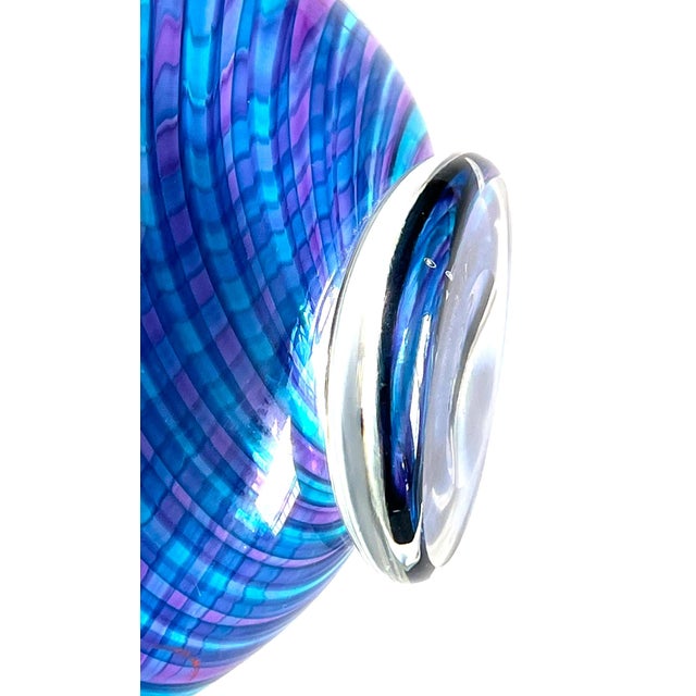 Handblown Art Glass With Reticello Pattern in Blue and Lavendar in Murano Style For Sale - Image 12 of 14