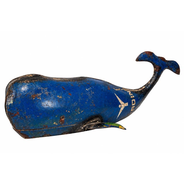 1990s Reclaimed Metal Blue Whale Nautical Folk Art Sculpture For Sale - Image 5 of 11