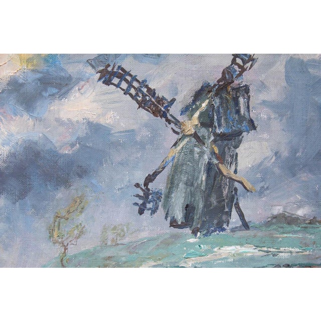Stefan Brzozowski, Landscape with Don Quixote, 1950s, Oil Painting on Canvas For Sale - Image 4 of 9