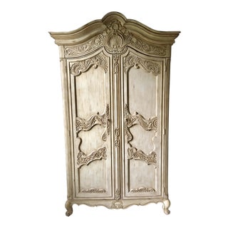 French Country Carved Armoire For Sale