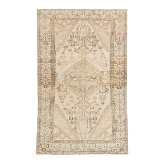 1940s Vintage Beige Hamadan Area Rug 4' X 6'7 For Sale