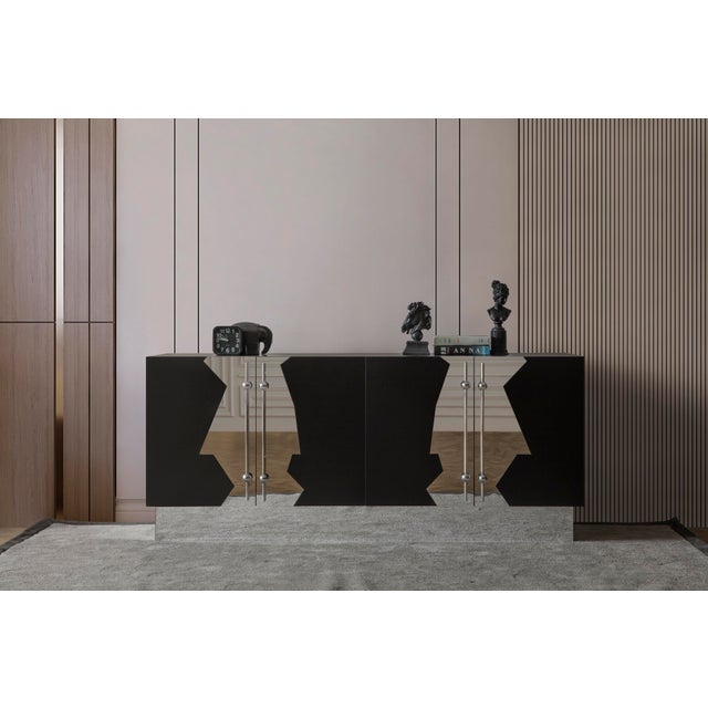 2020s Callista Sideboard, Black & Silver For Sale - Image 5 of 10
