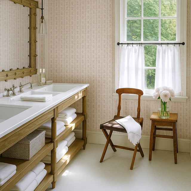 Vintage 1980s Floral Stripe Motif Wallpaper For Sale - Image 10 of 12