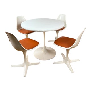 Maurice Burke Dining Set Tulip Dining Table and Chairs - 5 Pieces For Sale