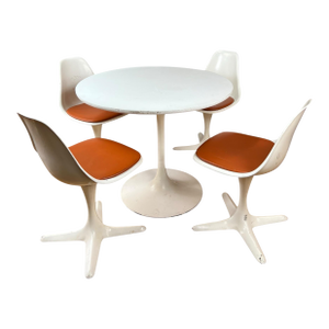 Maurice Burke Dining Set Tulip Dining Table and Chairs - 5 Pieces