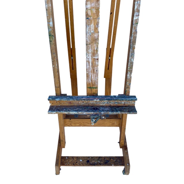 Tan 1970s Laguna Beach Artist's Painter's Display Easel Adjustable W/Wheels For Sale - Image 8 of 10