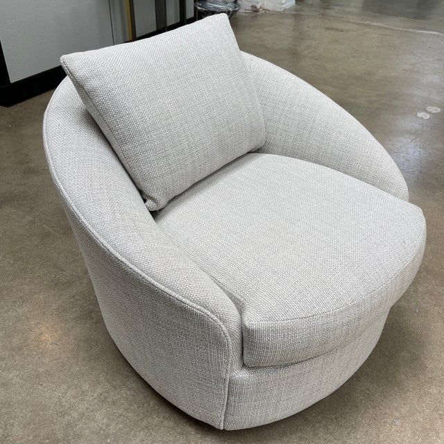 Round Swivel Chair by Lazar in Holly Hunt Textile Chairish