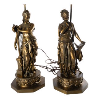 Early 20th Century Pair of Classical Form Figural Lamps For Sale