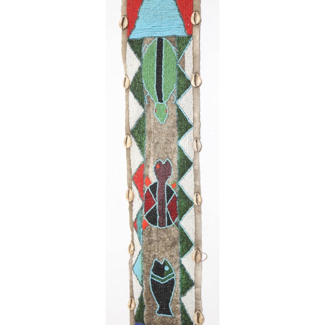 White African Yoruba Diviner's Red Beaded Panel Sash 1950 For Sale - Image 8 of 12