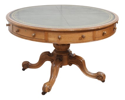 Oak Drum Table, 19th Century