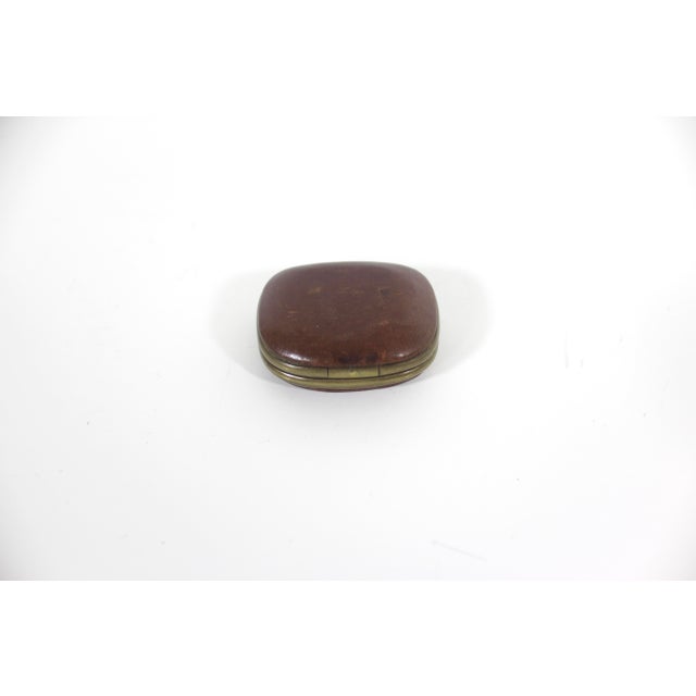 Vintage Leather and Brass Pill Box For Sale - Image 9 of 10