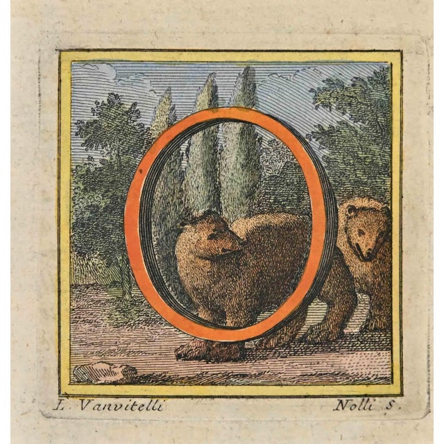 Letter of the Alphabet O from the series "Antiquities of Herculaneum", is an etching on paper realized by Luigi Vanvitelli...