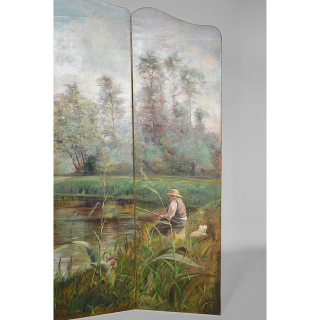 Textile French Folding Screen by Charles Frechon, 1894 For Sale - Image 7 of 18