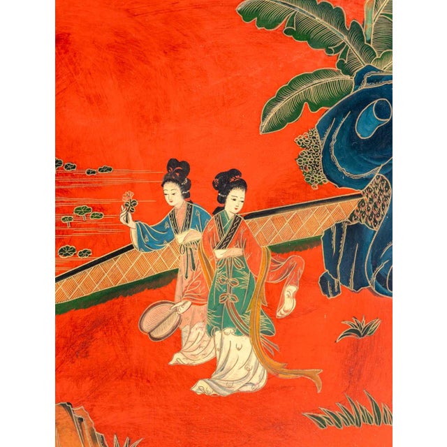 Chinese Red Lacquered Cabinet on Stand For Sale In New York - Image 6 of 10