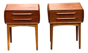 Teak Nightstands with Oak Legs attributed to Johannes Andersen, 1964, Set of 2