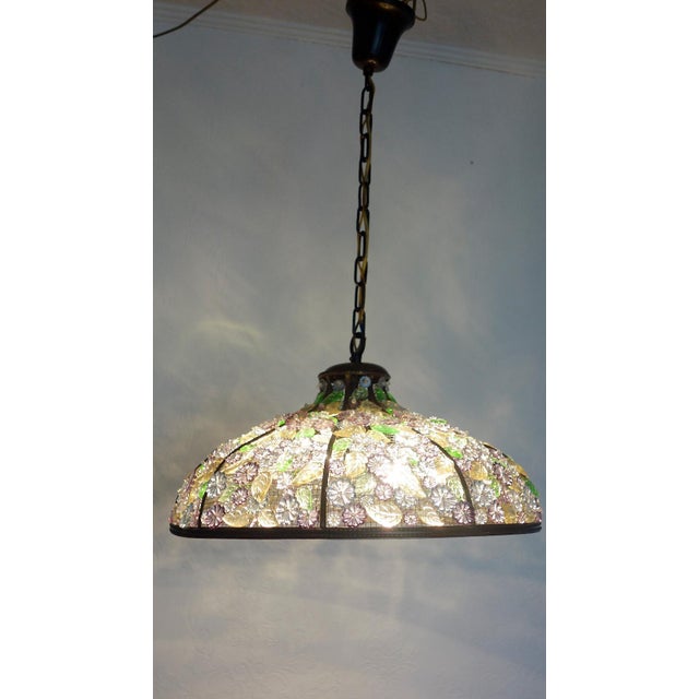 Metal Burnished Brass and Crystal Chandelier from Palwa, 1950s For Sale - Image 7 of 12