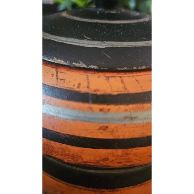 1960s Mid-Century Pakistani Hand-Turned Wooden Lacquerware Jar For Sale - Image 9 of 10
