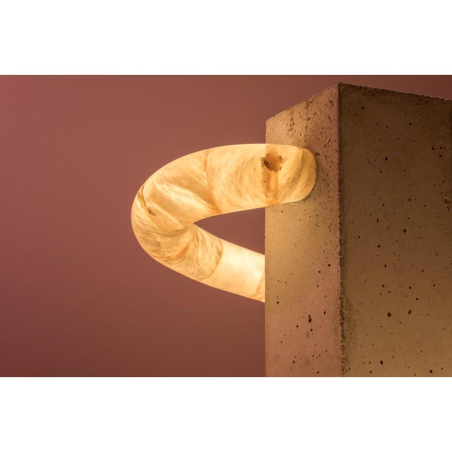 Aqua Fossil Stream Decorative Light Sculpture in Alabaster by Amarist Studio For Sale - Image 6 of 8