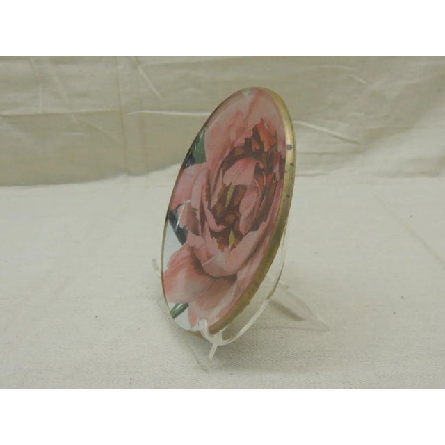 Mid-Century Modern Small Round Pink Peony Decoupage Decorative Candy Dish For Sale - Image 3 of 5