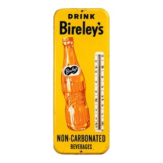 Vintage Bireley's Tin Litho Advertising Thermometer For Sale