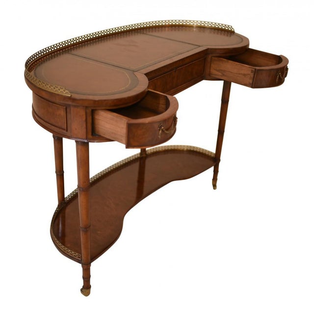 Brown Regency Walnut Kidney Desk For Sale - Image 8 of 12