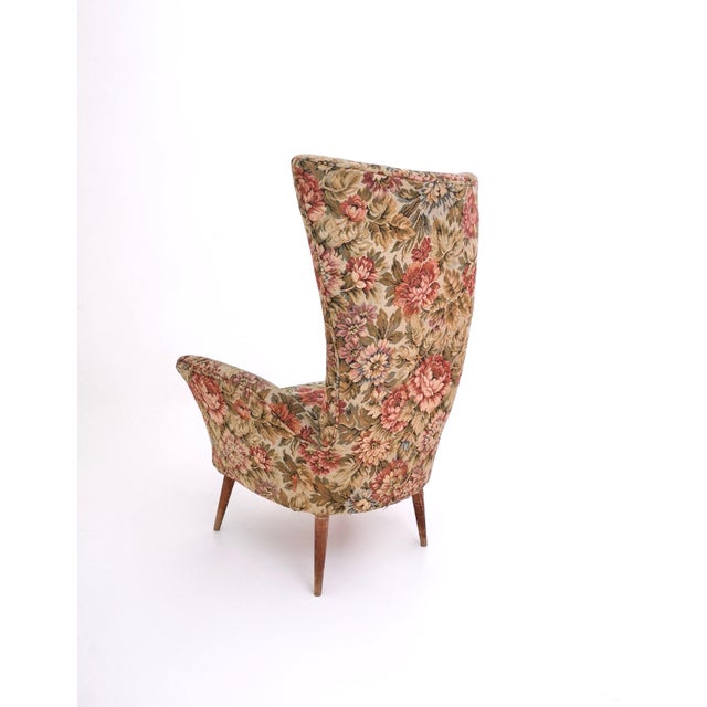 Vintage Floral Fabric Children's Armchair with Wooden Legs, Italy, 1950s For Sale - Image 6 of 10