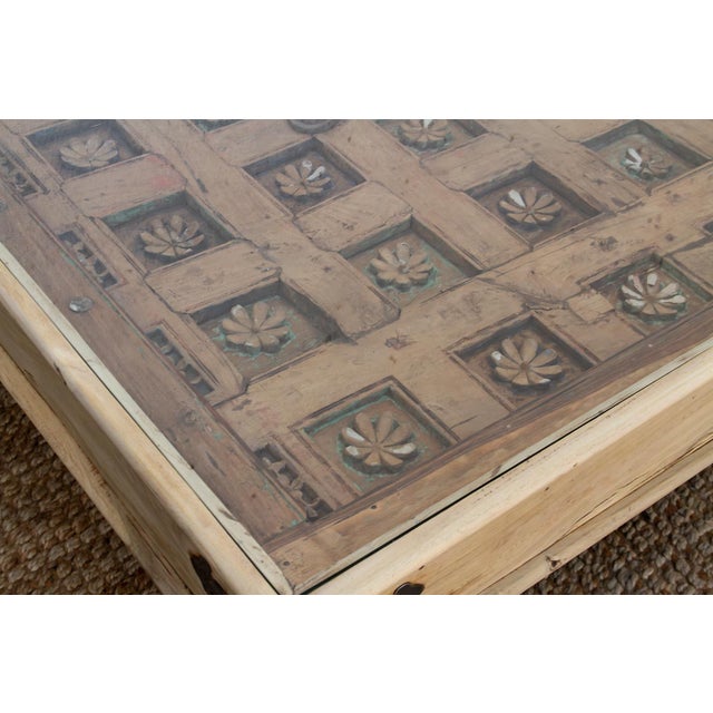 Early 19th Century Antique Carved Lotus Ceiling Panel Coffee Table For Sale - Image 5 of 18
