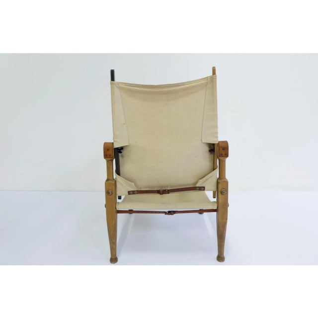 Brutalist Leather & Oak Safari Chair by Wilhelm Kienzle & Klint Kaare for Wohnbedarf, 1950s For Sale - Image 3 of 6