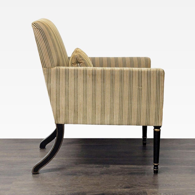 Dessin Fournir Dessin Fournir Striped Upholstered High-Back Armchair For Sale - Image 4 of 8