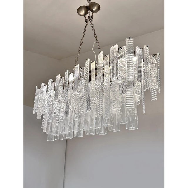 Italian Rectangular Strip Listelli Murano Glass Chandelier by Simoeng For Sale - Image 4 of 11