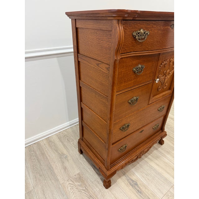 Burnt Orange 1980s Lexington Furniture Victorian Sampler Tall Dresser For Sale - Image 8 of 11