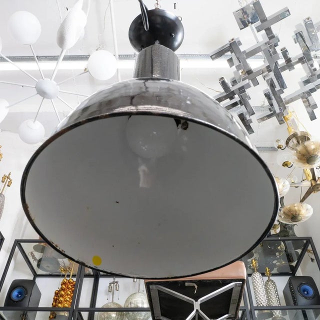1950s Industrial Style Enameled Pendant Fixture For Sale - Image 5 of 11