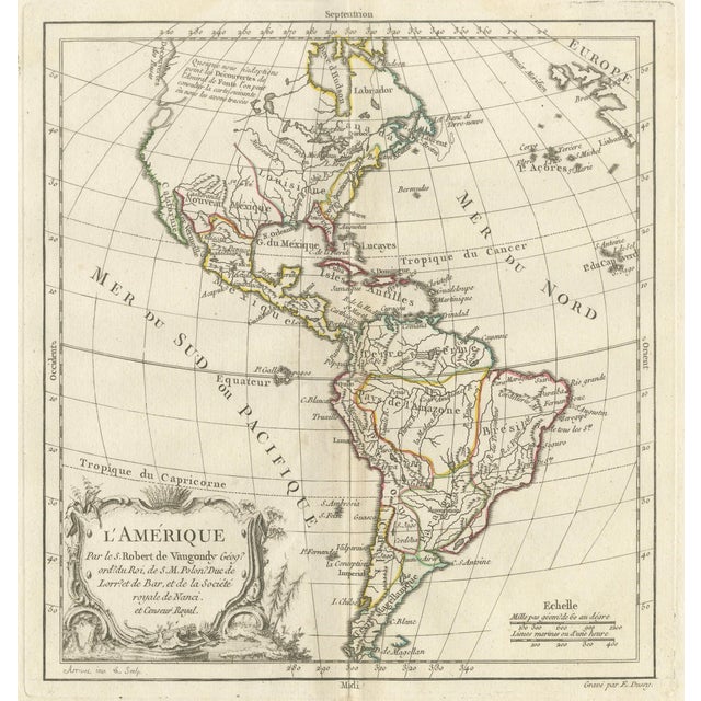 Map of the Americas by Robert De Vaugondy, 1757 For Sale - Image 4 of 11