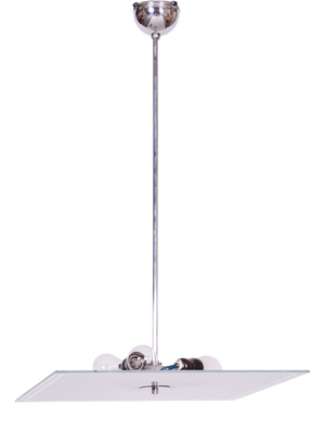 Czech Bauhaus Pendant in Chrome-Plated Steel and Frosted Glass, 1930s