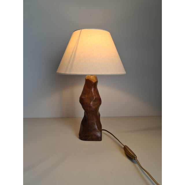 Brown Mid-Century Brutalist Elm Stump Lamp, France, 1960s For Sale - Image 8 of 11