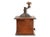 Early 20th century French Peugeot Frères coffee grinder in warm patinated wood with iron crank handle and original brass...