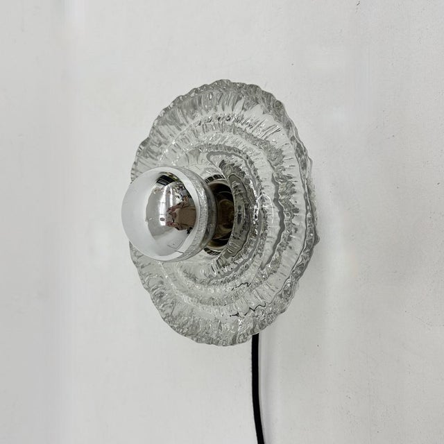 1970s Ice Glass Wall Light or Flush Mount from Peill & Putzler, 1970s For Sale - Image 5 of 18
