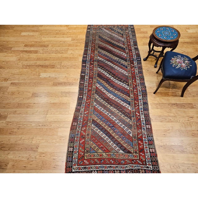 Antique Gendje Kazak Runner, Handwoven Wool, 19th Century Caucasus, 4' x 11' For Sale - Image 16 of 16
