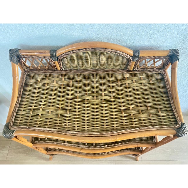 Mid 20th Century Mid 20th Century Boho Bamboo & Rattan Etagere 3 Tiers For Sale - Image 5 of 9