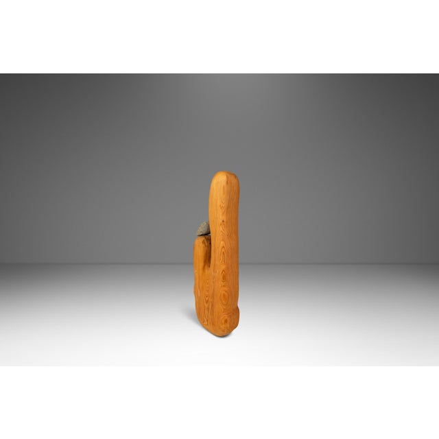 Contemporary 2-Piece Organic Modern Abstract Freestanding Sculpture in Solid Cypress & Stone by Mark Leblanc for Leblanc Studios, Usa, C. 2020s For Sale - Image 3 of 14
