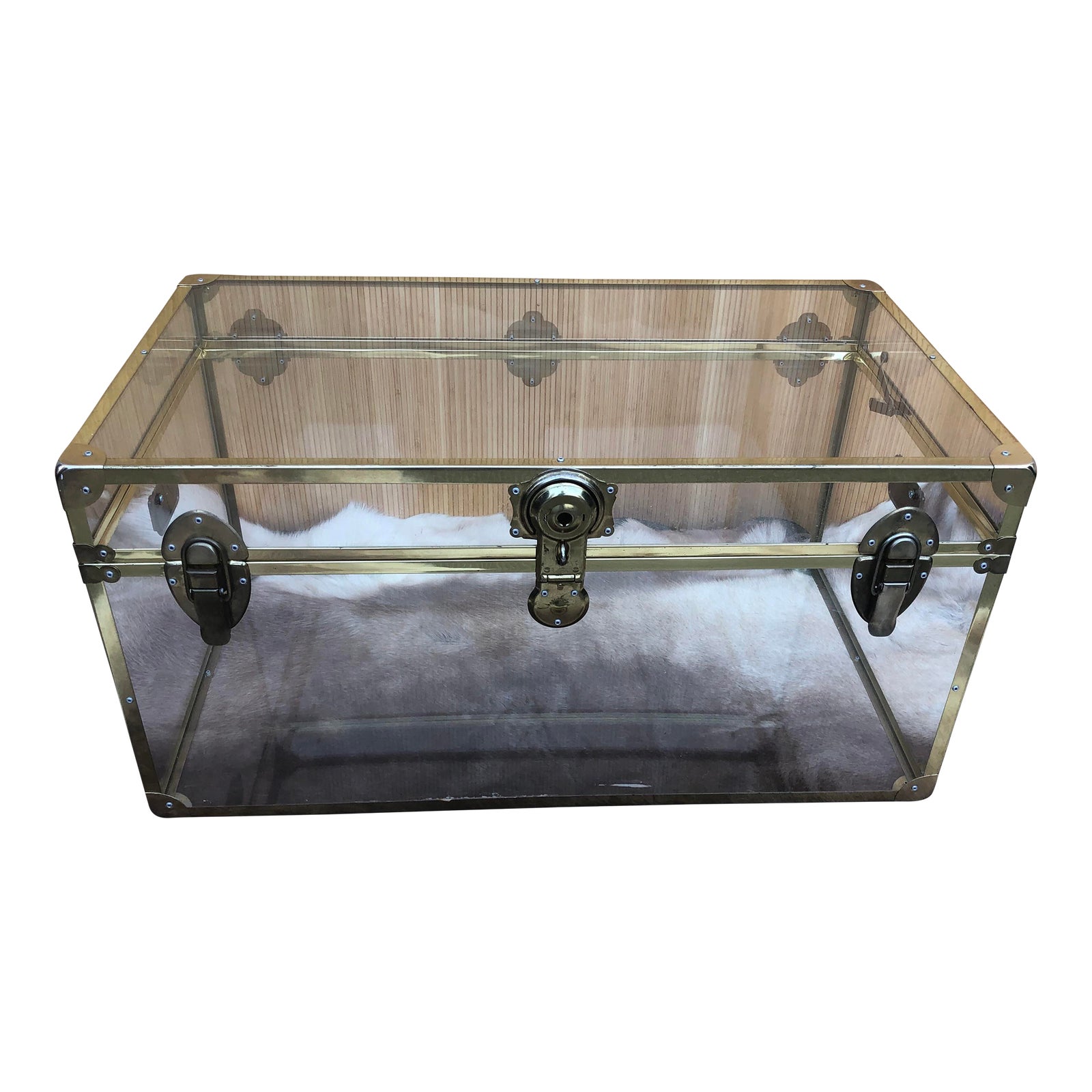 1970’s Lucite Steamer Trunk Brass Hardware & Aluminum Rivets for Solid