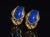 Gorgeous Italian 18K solid gold natural lapis lazuli clip on cluster earrings. These earrings feature a stunning textured...