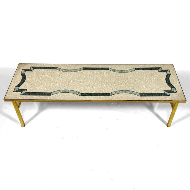 Metal French Brass Coffee Table With Terrazzo Top For Sale - Image 7 of 9