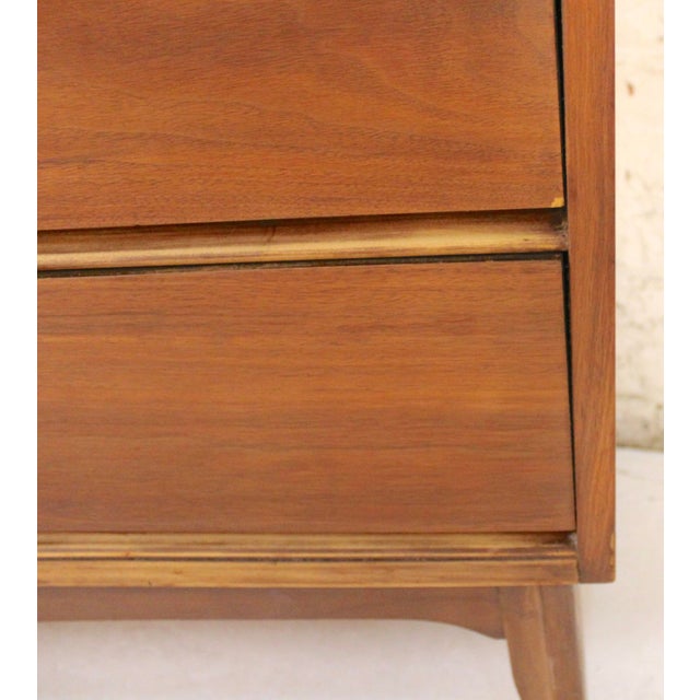 Vintage Nine Drawer Walnut Dresser by Dixie Furniture Co. For Sale - Image 9 of 16