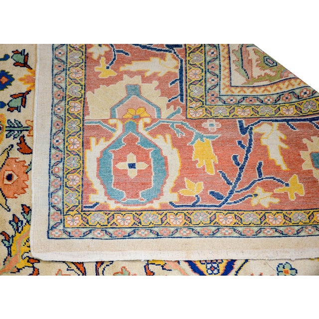 Textile Mid-20th Century Sultanabad Rug For Sale - Image 7 of 9
