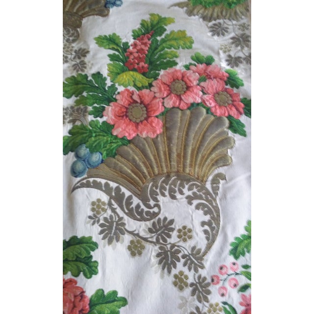 Lyon Rare Run of Silk Taffeta Lampas Silk and Gold Embroider For Sale - Image 4 of 12