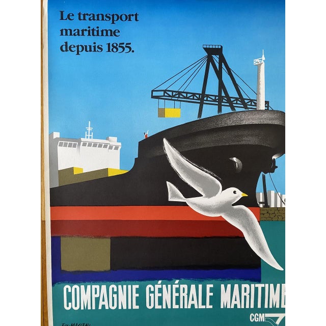 Maritime Transport Poster from Fix Masseau, 1990s For Sale - Image 4 of 9