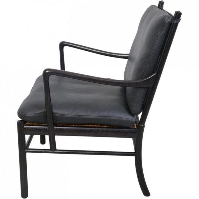 Colonial Chair in Black Lacquered Oak and Black Leather by Ole Wanscher, 2000s For Sale - Image 14 of 17