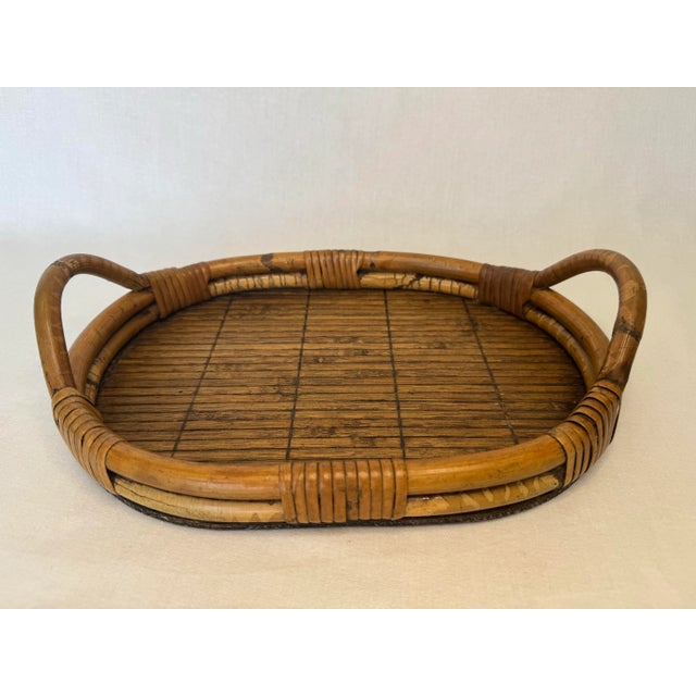 This Coastal style bamboo and pencil reed rattan tray is a perfect size for an small entryway, bathroom or table. Its...
