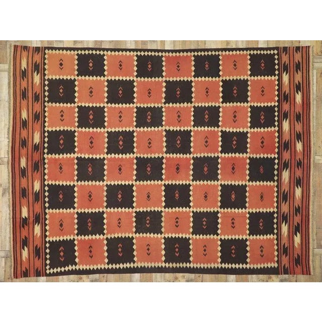 Brick Red Vintage Afghani Kilim Rug, 09'08 X 13'00 For Sale - Image 8 of 9